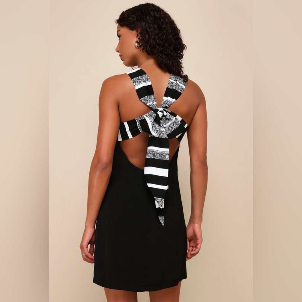 Lulu's Black and White Striped Mini Dress
